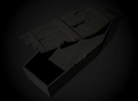 Old horror coffin on the background 3d-rendering Illustrazione stock
