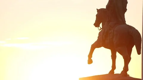 Old horse statue sunset Stock Footage 78675644