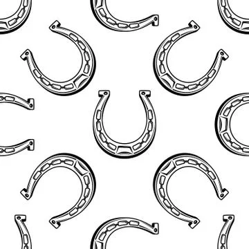 Old horseshoes seamless pattern background Illustrazione stock