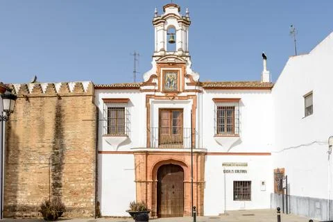 Old hospital on a sunny day in Niebla, Huelva, Andalusia, Spain Stock Photos