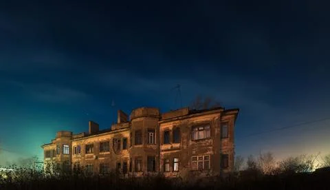 Old houe at night Stock Photos