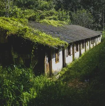 An old house with accommodation for those working in the railway industry Stock Photos