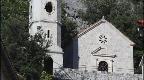 Old house and tower Stock Footage 32683397