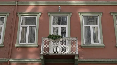 Old house with balcony with nice facade. January 21.2018 Stock Footage 84834086