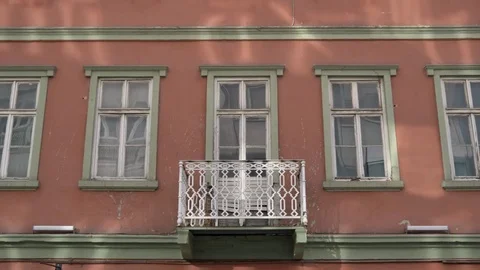 Old house with balcony with nice facade. January 21.2018 Stock Footage 84834549