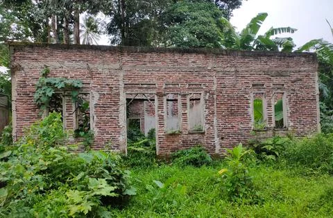 An old house that is empty, abandoned, not occupied until it is surrounded .. Stock Photos
