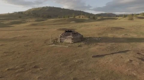 Old House On The empty Field. Stock Footage 58145544
