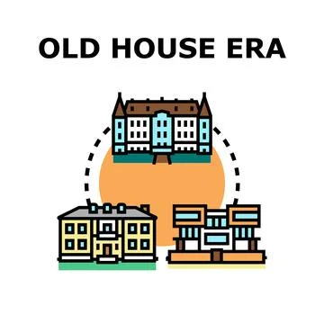 Old house era development and residential building evolution Stock Illustration