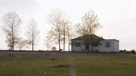 Old house in forest and grass plain with gimbal dolly in camera movement Stock Footage 113673758