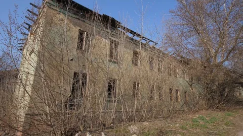 Old house garbage dump abandoned house broken Windows2 Stock Footage 127839610