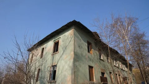 Old house garbage dump abandoned house broken Windows4 Stock Footage 127891280