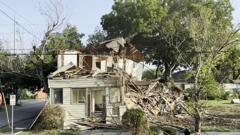 Old House Gets Torn Down Stock Footage 272556936