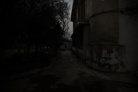 Old house with a Ghost in the forest at night or Abandoned Haunted Horror Hou Stock Photos