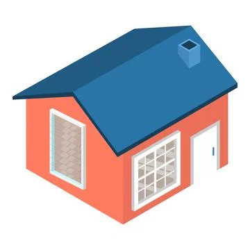 Old house icon isometric vector. Little one story building with chimney icon Ilustración de archivo