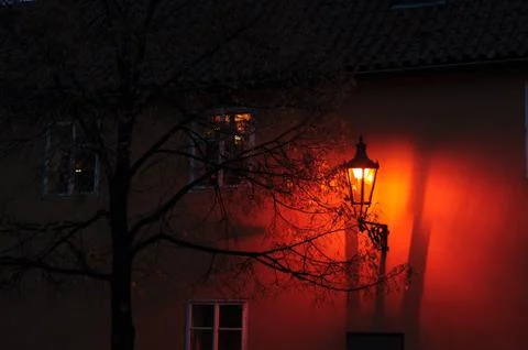 Old house lantern light Stock Photos