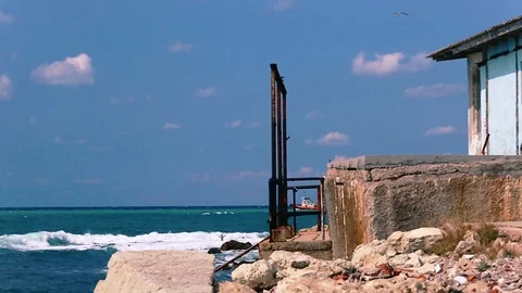 Old House By The Sea Stock Footage 87436764