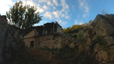 OLD HOUSE SKY AND TREE Stock Footage 93552885