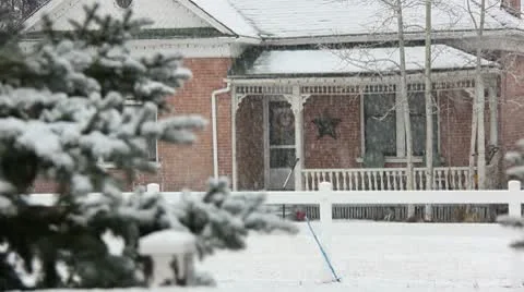 Old house in snow storm Stock Footage 10751208