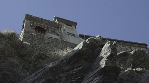 Old House on top of a Cliff Stock Footage 79659976