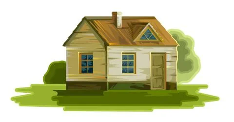 Old house vector. Isolated on a white background. Still a little cozy and cut Stock Illustration
