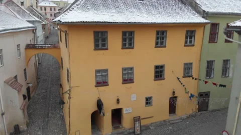 The old house in which, according to legend, Count Dracula was born. Sighisoara Stock Footage 166863456