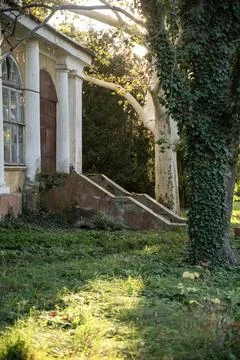 Old house with white columns from the 19th century in the park Stock Photos