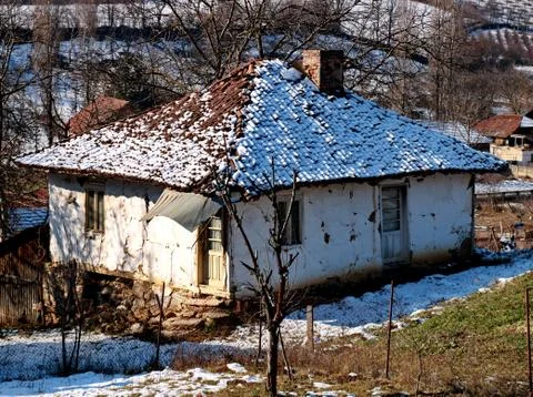 Old house in winter Stock Photos