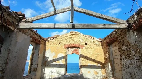 Old house without roof Stock Footage