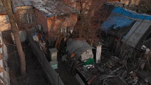 Old House Yard Trash Stock Footage 126596993