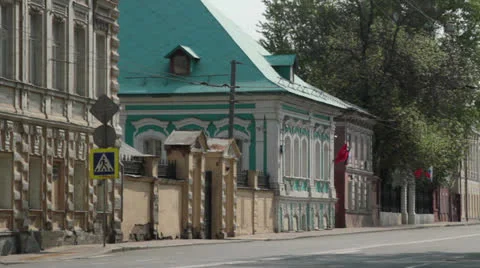 Old houses at the empty street Stock Footage 24962218