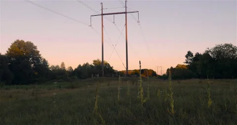 Old Hudge Power Lines Sunset Stock Footage 146678160
