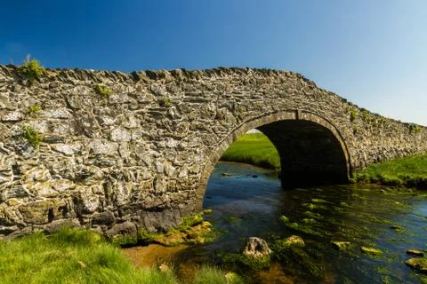 Old Hump Back Bridge, Aberffraw, Anglesey. Stock Photos