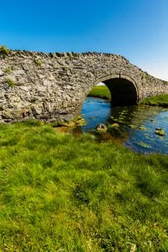 Old Hump Back Bridge, Aberffraw, Anglesey. Stock Photos