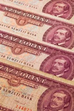 Old hungarian  banknotes on the table 库存照片