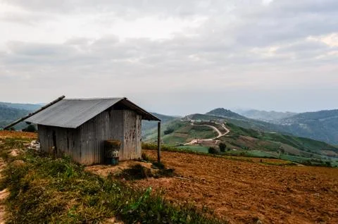 Old hut on mountain Stock Photos