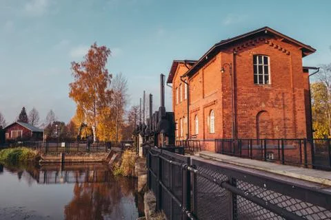 Old hydroelectric dam and its building in Forssa Finland Stock Photos
