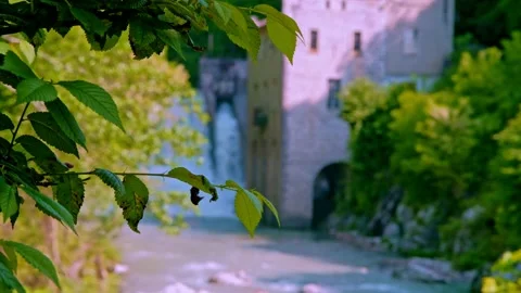Old hydroelectric dam on river waterfalls, power plant Stock Footage 234955899