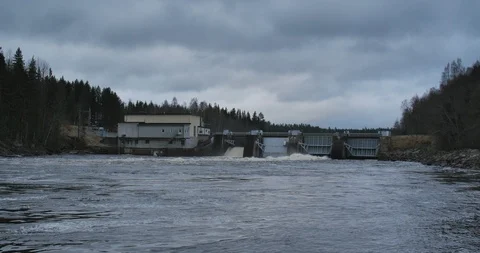 Old Hydropower Plant Under Cloudy Sky Видео 86340254