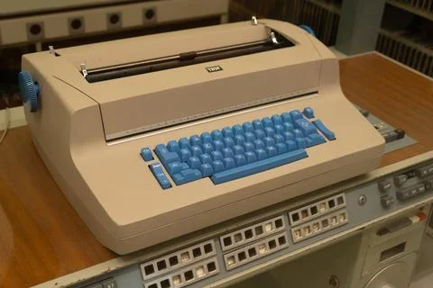 Old IBM computer. Retro Engineering. First prototype. Poland, Warsaw - July.. Stock Photos