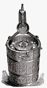 Old ice cream maker (illustration) Illustrazione stock