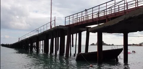 Old, inactive pier in Sudak Stock Footage 138280229