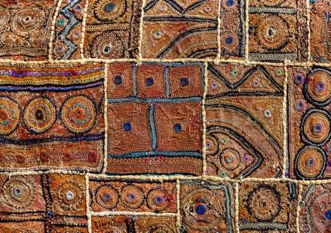 Old Indian patchwork carpet. Rajasthan, India Stock Photos
