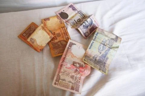 Old Indian rupees currency notes Stock Photos