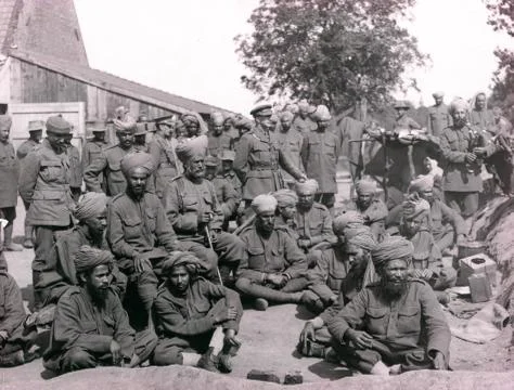 Old indian worker group Stock Photos