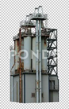 Old Industrial Building Full - Isolated Cut-Out PSD Template