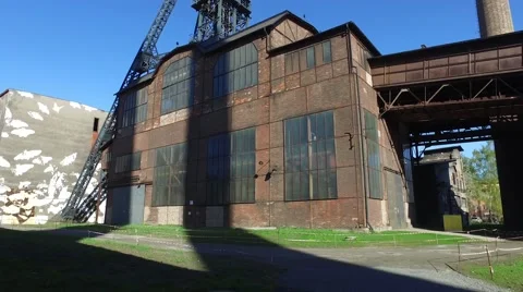 Old Industrial Building With Pithead Stock Footage 62356136