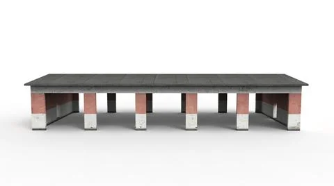 Old industrial building render on a white background. 3D rendering Ilustración de archivo