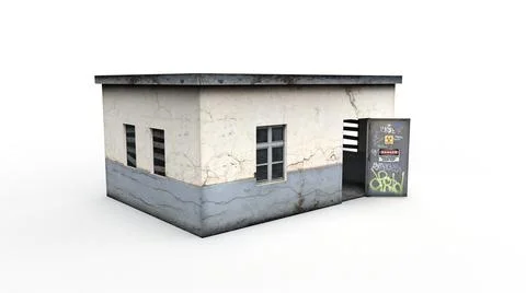 Old industrial building render on a white background. 3D rendering Stock Illustration