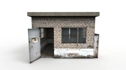 Old industrial building render on a white background. 3D rendering Stock Illustration