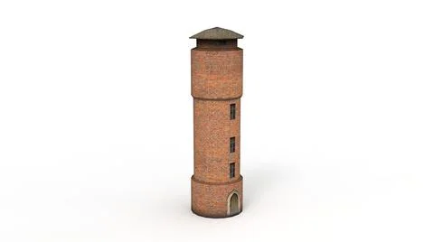 Old industrial building render on a white background. 3D rendering Stock Illustration